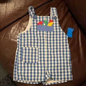 Blue Checkered Kids Overalls